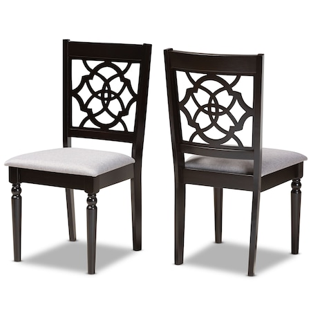 Baxton Studio Renaud Modern and Contemporary Grey Fabric and Dark Brown Finished Wood 2-Piece Dining Chair Set 174-10536-Zoro